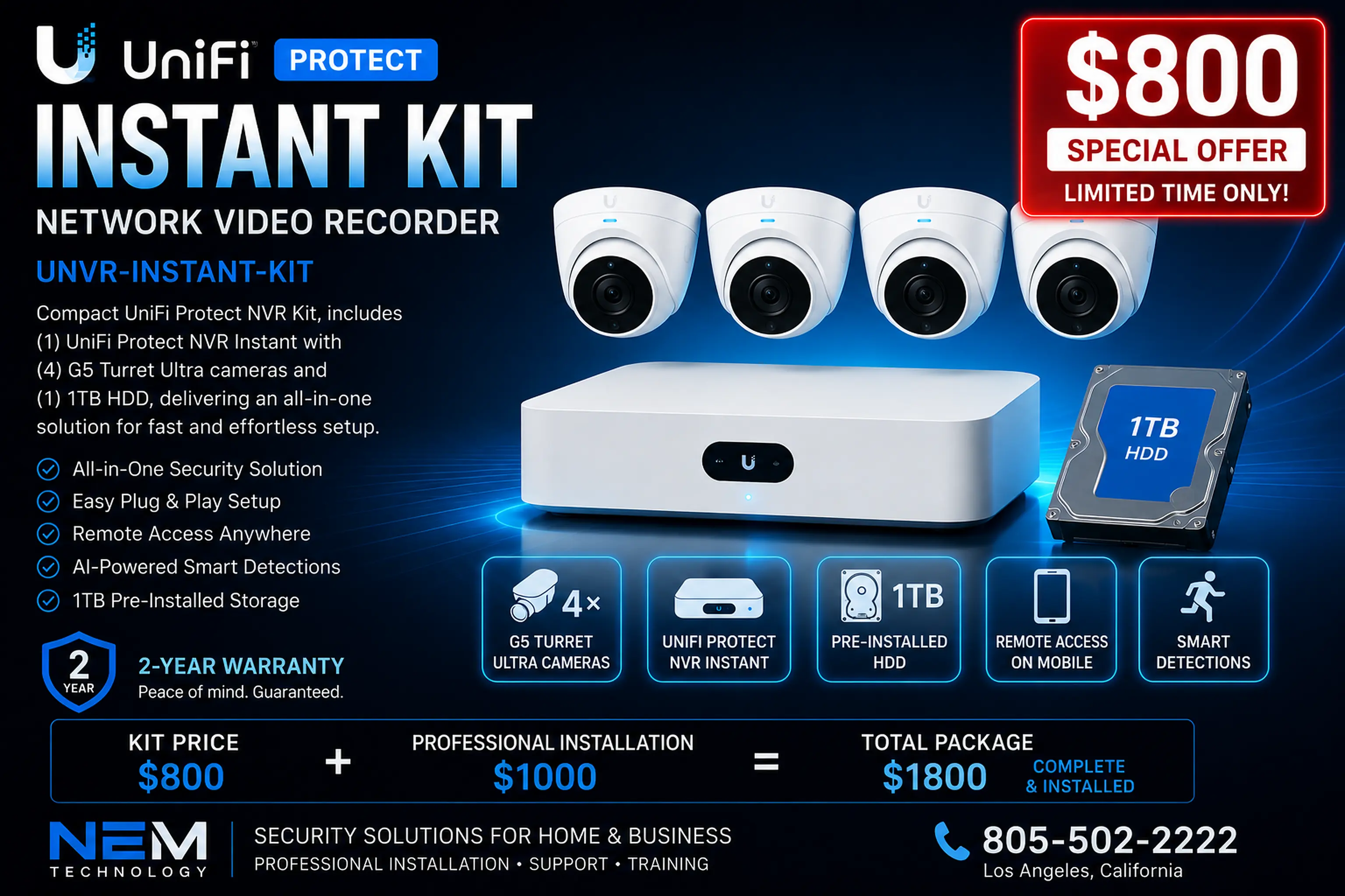 UniFi Protect Instant four-camera security kit special offer from NEM Technology