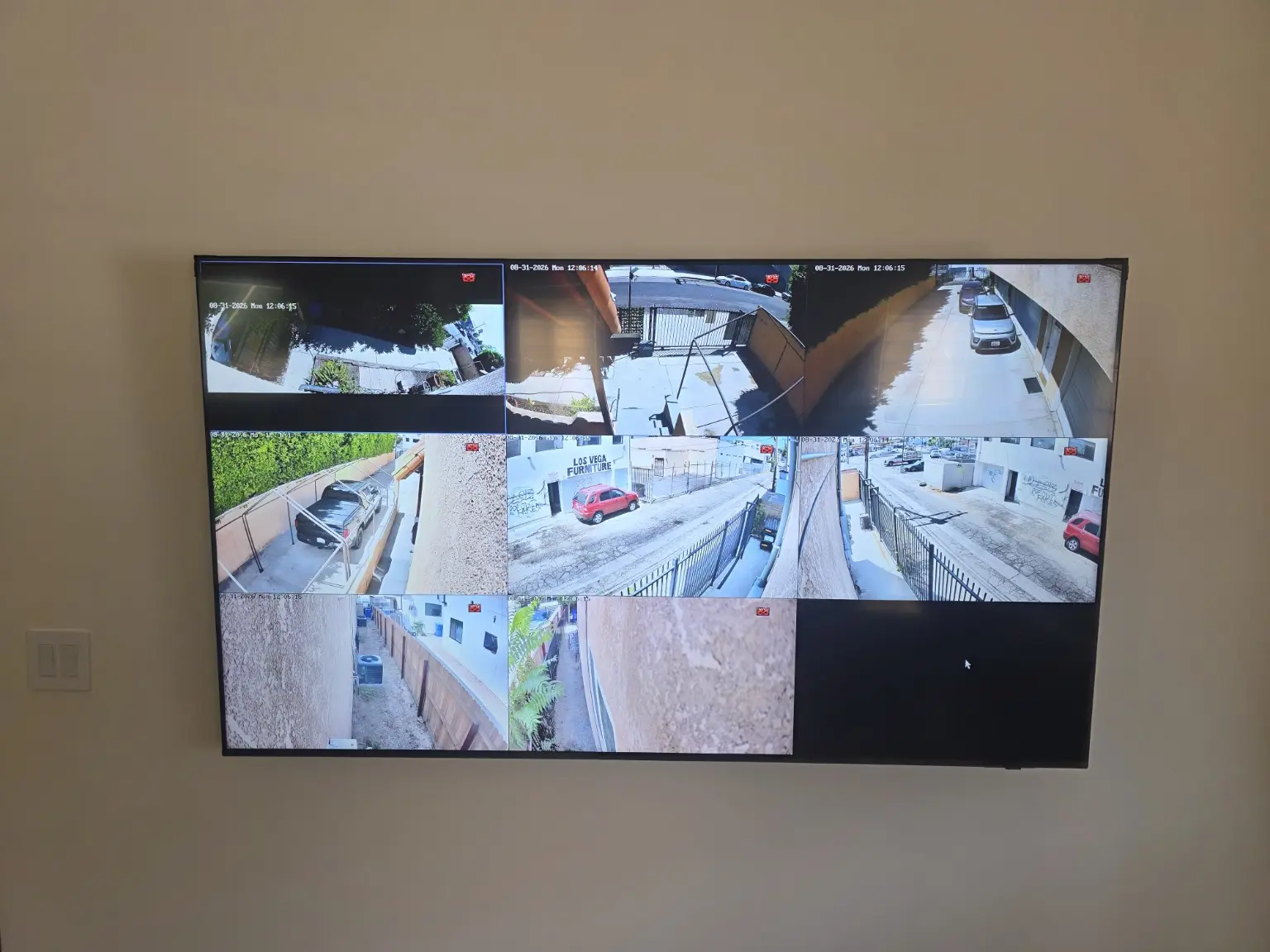 Central monitoring display for a multi-camera security system NEM Technology installed in Pasadena
