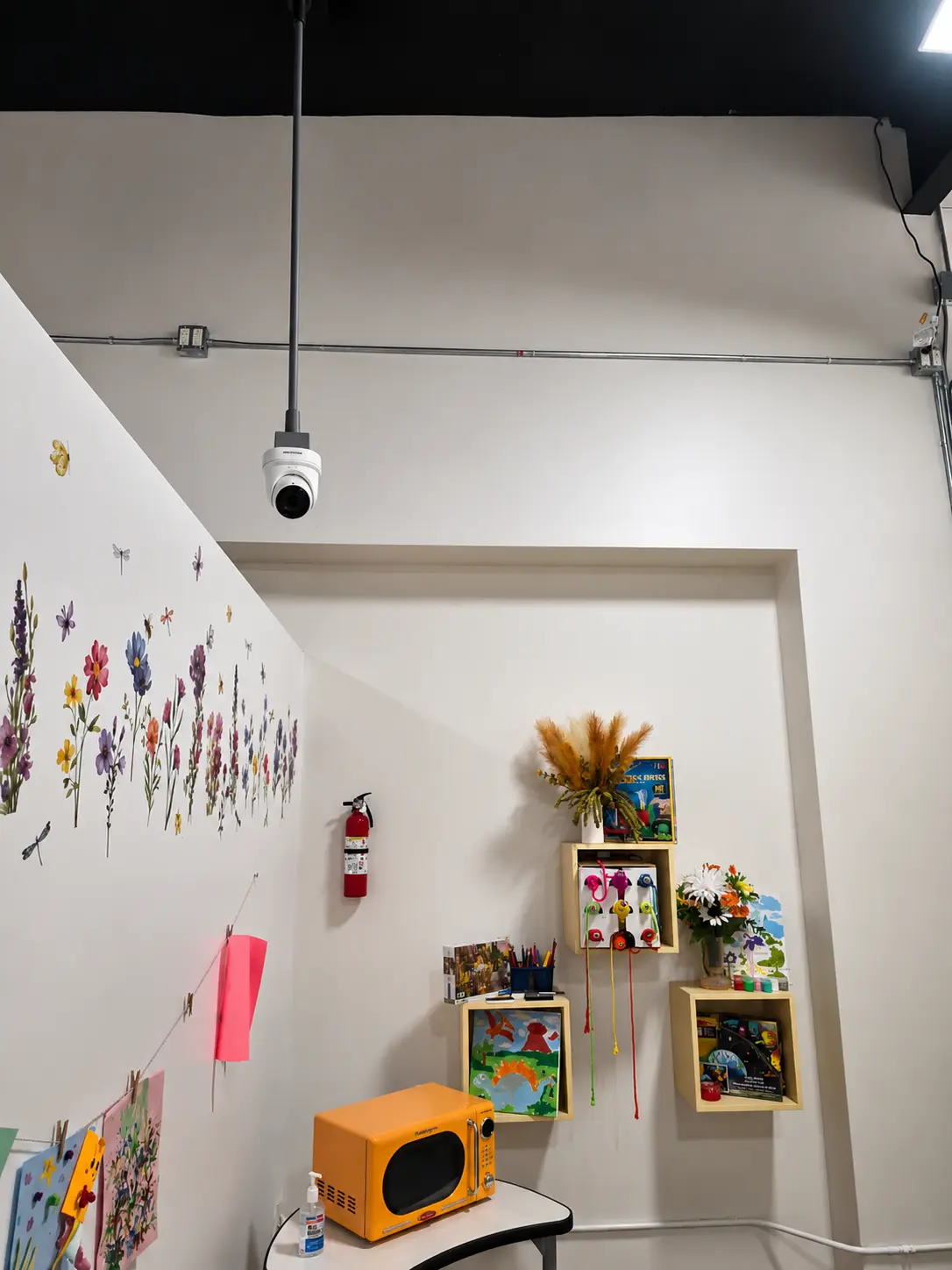 Security camera installed in a learning and activity room