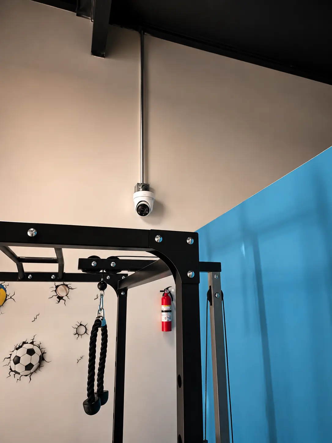 Security camera installed above activity equipment at Sai Connections