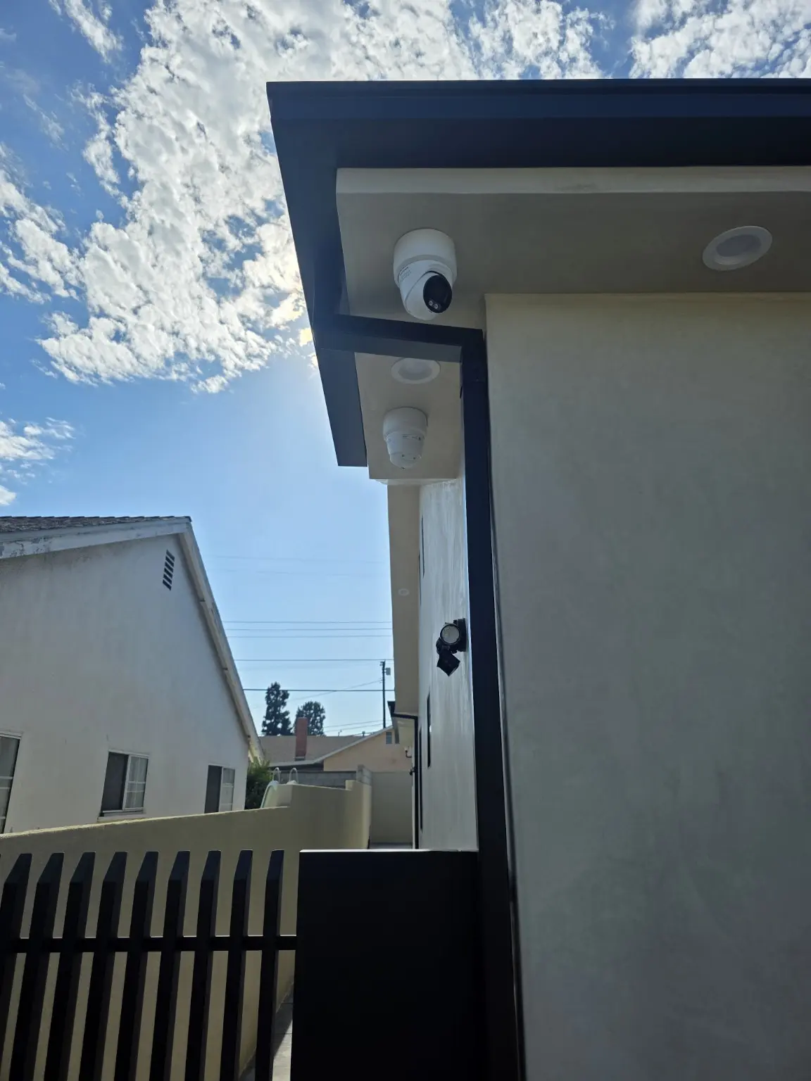 Pair of exterior cameras covering a residential entry in the San Fernando Valley